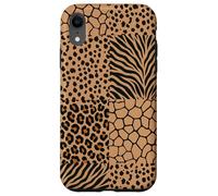 Carcasa para iPhone XR Wild Safari Animal Patchwork Beige Pattern Collage
