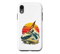 Carcasa para iPhone XR Windsurf Ola Montar al Atardecer Retro Windsurfista Océano Agua