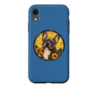 Carcasa para iPhone XR Womens Girls Floral Flowers Round Black French Bulldog Lover