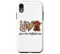 Carcasa para iPhone XR Womens Girls Peace Love Heifer Scottish Highland Cow Lover