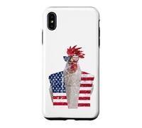 Carcasa para iPhone XS MAX 4 de Julio patriótico Gallo Pollo Rojo Blanco Azul Bandera de Estados Unidos