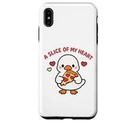 Carcasa para iPhone XS MAX A Slice of My Heart Lindo Kawaii Goose Pizza Love Design