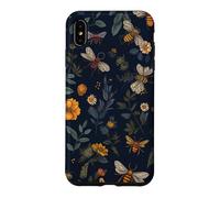 Carcasa para iPhone XS MAX Abejas y Flores Silvestres en Azul Oscuro