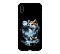 Carcasa para iPhone XS MAX Akita Inu Aullando a la Luna, Perro Retro de los 90