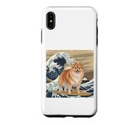 Carcasa para iPhone XS MAX Amante de los Perros pomeranios, japoneses, Kanagawa, surfeando Olas