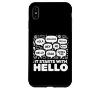 Carcasa para iPhone XS MAX Amistad Inclusión Profesor de Idiomas Comienza con Hola