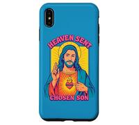 Carcasa para iPhone XS MAX Anime Manga Jesús Sagrado Corazón Cristiano Retro Pop Art Azul