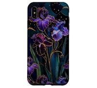 Carcasa para iPhone XS MAX Art Nouveau Iris Gótico Floral Celeste Oscuro Botánico Arte