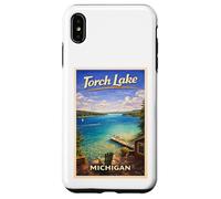 Carcasa para iPhone XS MAX Arte de Viaje Retro de Michigan Torch Lake Traverse City Up North