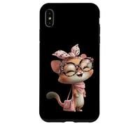 Carcasa para iPhone XS MAX Baby Squirrel Kawaii Character Pink Leopard Glasses Retrato