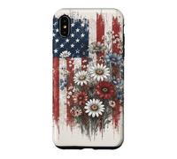 Carcasa para iPhone XS MAX Bandera Americana Floral patriótica USA Daisy