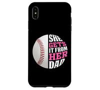 Carcasa para iPhone XS MAX Baseball Saying She Gets It from Her Dad Funny Baseball Dad