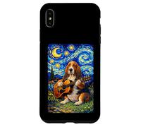 Carcasa para iPhone XS MAX Basset Hound Playing Guitar Whimsical Art Dog Music Camping