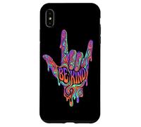 Carcasa para iPhone XS MAX Be Kind ASL Lenguaje de señas | Retro Groovy - Melting Art