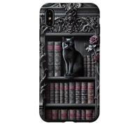 Carcasa para iPhone XS MAX Biblioteca gótica de Gato Negro Dark Academia estantería Vintage