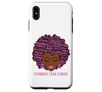 Carcasa para iPhone XS MAX Black Women Queen Stronger Than Breast Cancer Pink Ribbon