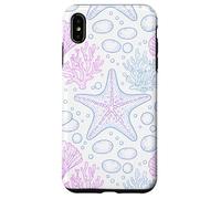 Carcasa para iPhone XS MAX Blue Pink Starfish Shell Coral Ocean Life and Beach Pattern