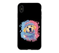 Carcasa para iPhone XS MAX Bufanda gráfica Happy Golden Retriever Winter Lover con Copos de Nieve