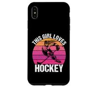 Carcasa para iPhone XS MAX Camiseta para fanáticos del Hockey con Texto en inglés This Girl Loves Hockey Shirt Game Day