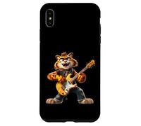 Carcasa para iPhone XS MAX Cartoon Tiger Rock Guitarrista Tocando Guitarra Eléc