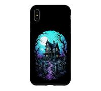 Carcasa para iPhone XS MAX Casa embrujada Luna de Sangre Arte de Grabado en Madera