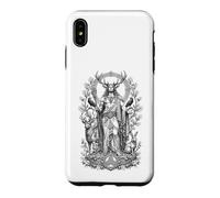 Carcasa para iPhone XS MAX Cernunnos Arte Lineal de Cuernos sagrados del Dios del Bosque Celta