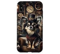 Carcasa para iPhone XS MAX Chihuahua de Pelo Largo Steampunk Científico Loco