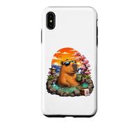 Carcasa para iPhone XS MAX Chill Capybara Hot Spring Sunset Retro Funny Summer