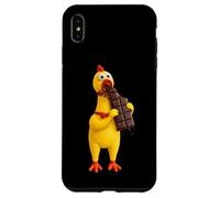 Carcasa para iPhone XS MAX Cool Famous Yellow Rubber Chicken Cartoon Toy Eats Chocolate