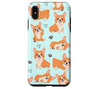 Carcasa para iPhone XS MAX Cute Corgi Dog with Paws Lover in Aqua Turquoise Pattern