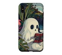 Carcasa para iPhone XS MAX Cute Spooky Ghost Reading Book Summer Tropical Beach Reader