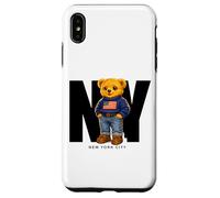 Carcasa para iPhone XS MAX Cute Teddy Bear USA Flag, New York Style Bear Illustration