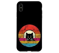 Carcasa para iPhone XS MAX Desgastado Retro Atardecer Gato Negro Gato Mamá Gato Papá