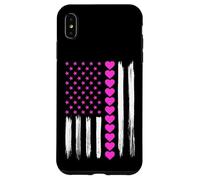 Carcasa para iPhone XS MAX Día de San Valentín Corazones Rosa Bandera Americana Amante Patriótico