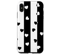 Carcasa para iPhone XS MAX Día de San Valentín Negro Blanco Rayas Verticales corazón Minimalista