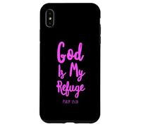 Carcasa para iPhone XS MAX Dios es mi Refugio y Fortaleza Salmo 25:21 Versículo de la Biblia Orar