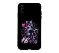 Carcasa para iPhone XS MAX Diseño de Anime Cyber Goth Girl Skeleton Glitch al Estilo Y2K