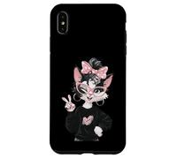 Carcasa para iPhone XS MAX Diseño de Gafas Rosas con diseño de gatita Kawaii, guiñando un Ojo de la Paz