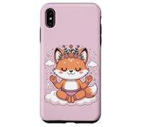 Carcasa para iPhone XS MAX Diseño de Mandala en Postura de Loto para atención Plena, Lindo Zorro de Yoga