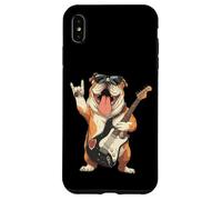 Carcasa para iPhone XS MAX Divertido Bulldog Rock Music Guitarrista Gráfico Juguetón Sharp