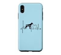 Carcasa para iPhone XS MAX Doberman Dog Heartbeat ECG Pulse Funny My Dogs Are My Cardio