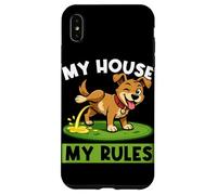 Carcasa para iPhone XS MAX Dog My House My Rules Amante de los Perros Divertido Dueño de Perro Chistes de Mascotas