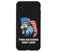 Carcasa para iPhone XS MAX Dos Naciones Un León - Diseño Patriótico de Estados Unidos Israel