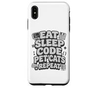 Carcasa para iPhone XS MAX Eat Sleep Code Pet Cats Repeat Funny Programmer Cat Lover