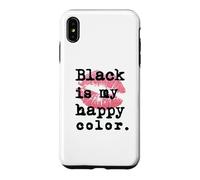 Carcasa para iPhone XS MAX El Negro es mi Color Feliz con Besos de Labios Rosados