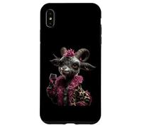 Carcasa para iPhone XS MAX Elegante Retrato De Ovejas Moda Granja Animal Cordero Rosa Redondo