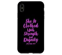 Carcasa para iPhone XS MAX Ella está Vestida con Fuerza dignidad versículo bíblico