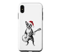 Carcasa para iPhone XS MAX Fiesta de Navidad con Guitarra de Santa Boston Terrier