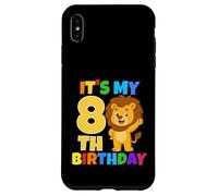 Carcasa para iPhone XS MAX Fiesta temática de Safari de león de 8 años con Texto en inglés It's My 8th Birthday