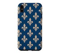 Carcasa para iPhone XS MAX Flor de lis, símbolo Real francés, Beige sobre Azul Marino